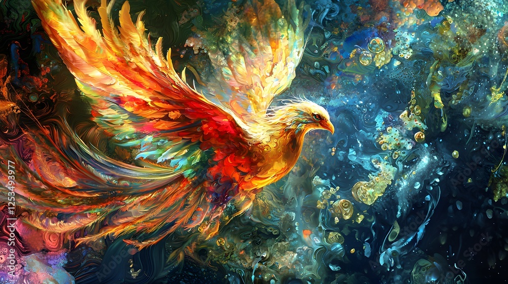 Phoenix in Digital art, set in a Underwater city, Enchanting mood, Studio lighting lighting, hyper-detailed, vibrant colors Phoenix in Digital art, set in a Underwater city, Enchanting mood, Studio lighting lighting, hyper-detailed, vibrant colors