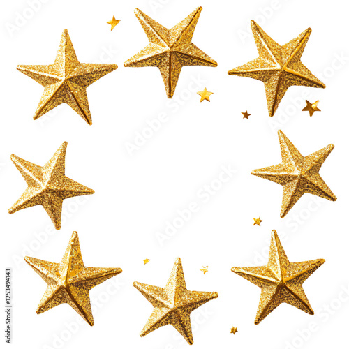 a circle of gold stars on a white background