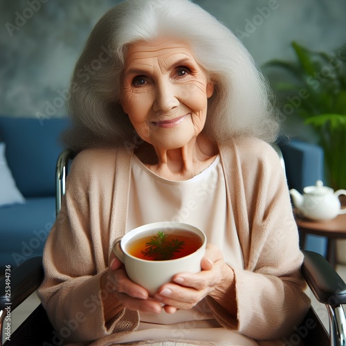 senior woman drinking tea. Grandmother 