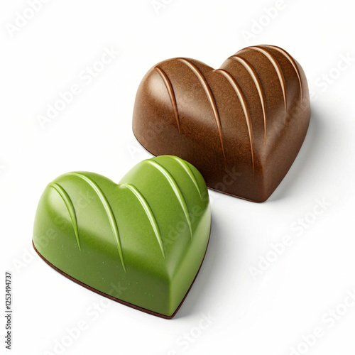 A 3D-rendered green and brown hearts icon, isolated