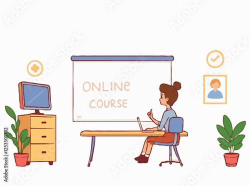 Creative Online Course Banner with Virtual Classroom