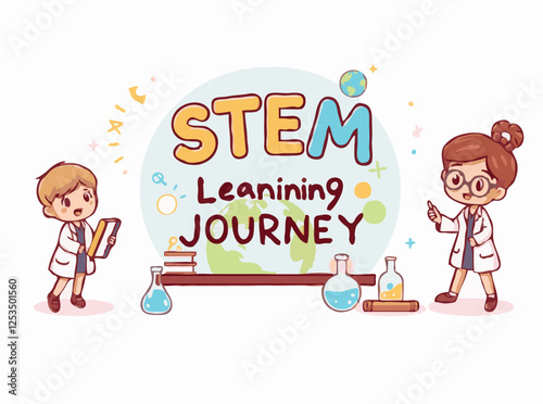 STEM Learning Journey with Mathematics Equations and Science Models
