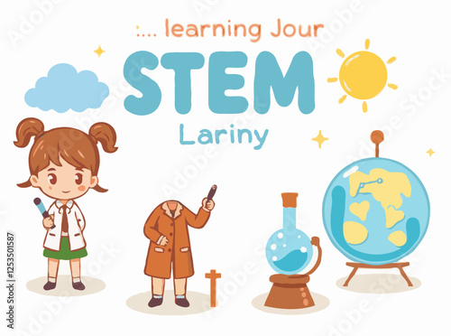 STEM Learning Journey with Mathematics Equations and Science Models