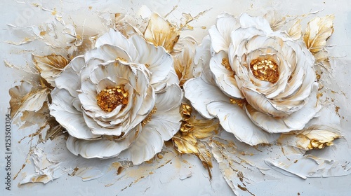 Nature's elegance white flower abstract oil painting