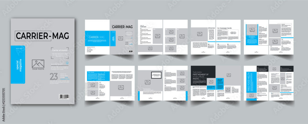 Magazine Template layout cover page with 16 page design concept Magazine Template layout cover page with 16 page design concept