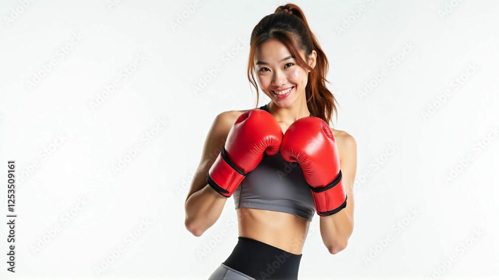 Confident Asian Woman in Boxing Gloves – Fitness, Strength, and Empowerment in Sports Training Confident Asian Woman in Boxing Gloves – Fitness, Strength, and Empowerment in Sports Training
