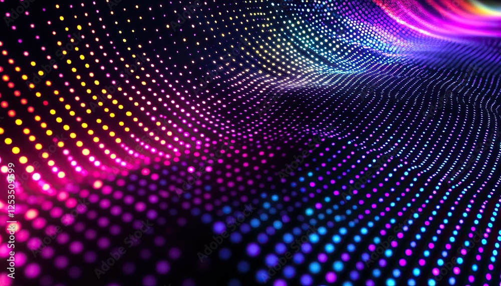 Black background with rainbow lights, glowing dots of light in various colors Black background with rainbow lights, glowing dots of light in various colors