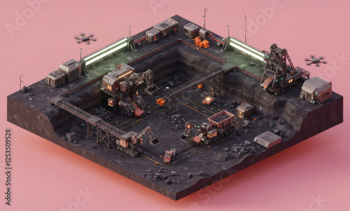 futuristic mining operation 3D