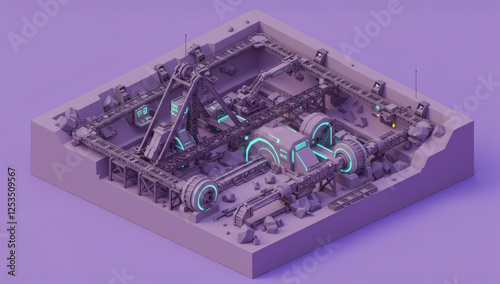 futuristic mining operation 3D