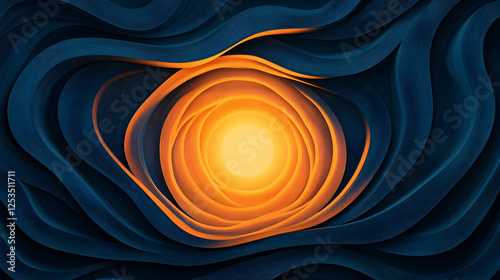 Abstract art light shines through dark blue curves, suggesting movement. Use it as a design element, background or conceptual image