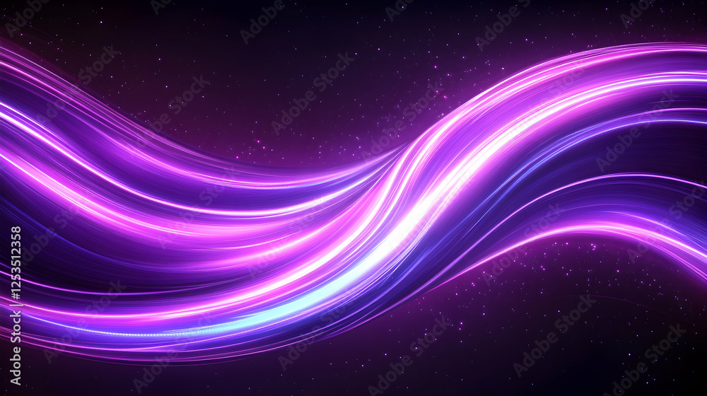 Obraz premium Abstract purple light streaks background for tech presentations, posters, wallpaper & websites. Visual effect of motion and flow on a dark background