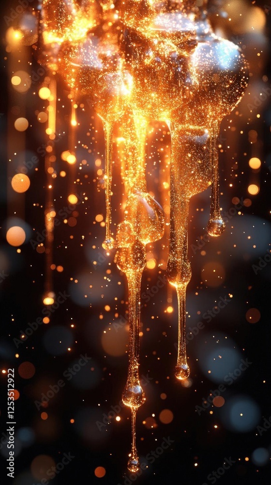Golden Liquid Drips And Sparkle Effect Golden Liquid Drips And Sparkle Effect