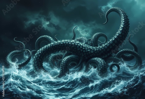 Kraken's Fury: A Nightmarish Sea Monster Unleashed