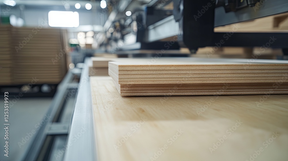 Production of kitchen boards in a factory Production of kitchen boards in a factory
