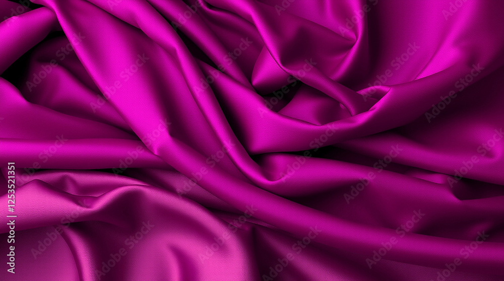 Obraz premium Deep Magenta abstract background. Silk satin velvet fabric. Elegant luxury rich. Curtain drapery fold line wave flow. Romance Valentine Birthday Christmas