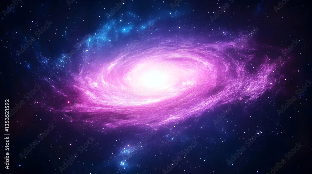 Majestic spiral galaxy glows brightly in a vast universe, perfect for space exploration, science, or cosmic event presentations Majestic spiral galaxy glows brightly in a vast universe, perfect for space exploration, science, or cosmic event presentations
