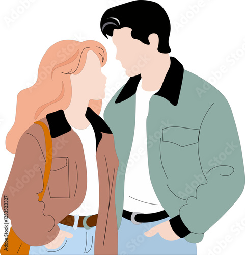 couple in love on a date, 90s aesthetics