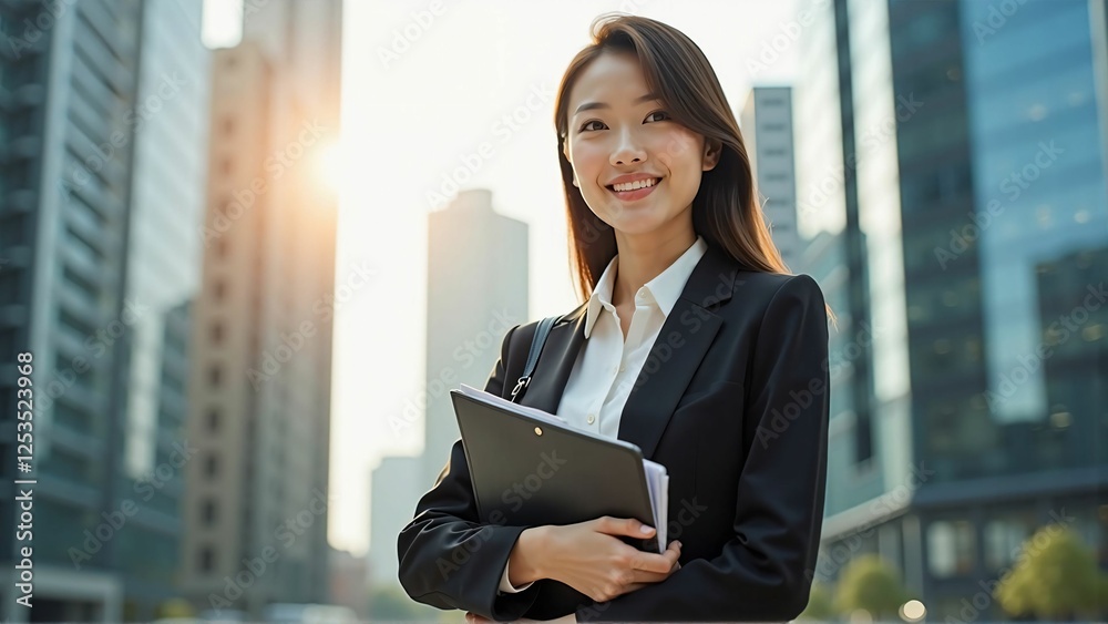 Confident Asian Businesswoman Walking Through the City – Professional and Ambitious Career Woman in an Urban Environment Confident Asian Businesswoman Walking Through the City – Professional and Ambitious Career Woman in an Urban Environment