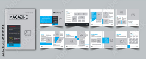 Magazine Template layout cover page with 16 page design concept