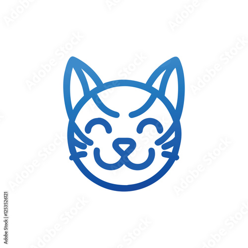 "Cheerful blue cat logo design with a friendly smiling face, perfect for pet businesses, branding, and creative projects. Simple, minimalist design with a playful, modern look, ideal for logos and ico