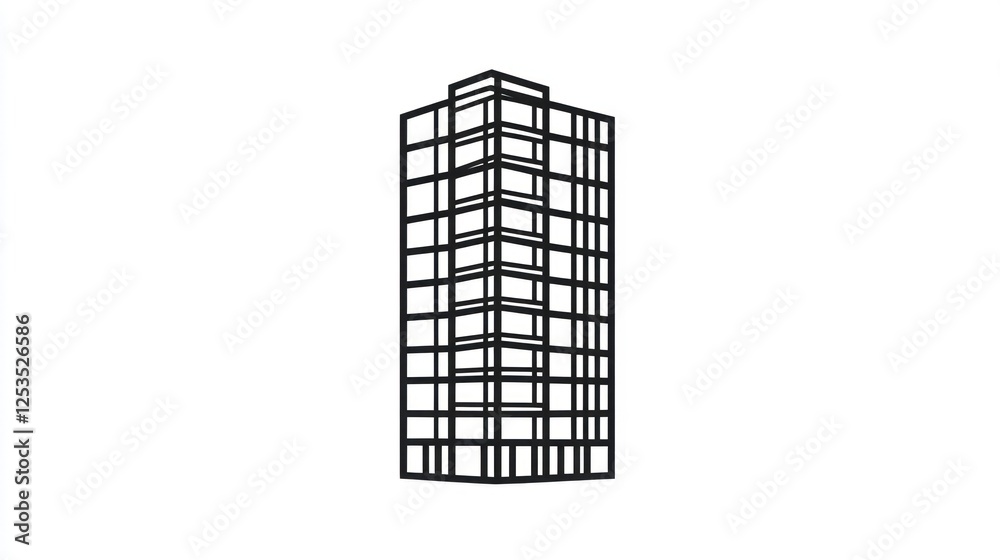 Outline of a modern high-rise building, city skyscraper, architectural drawing, urban design Outline of a modern high-rise building, city skyscraper, architectural drawing, urban design