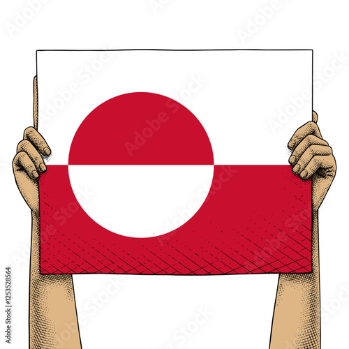 Hand Raises a Sign That Show Greenland Flag