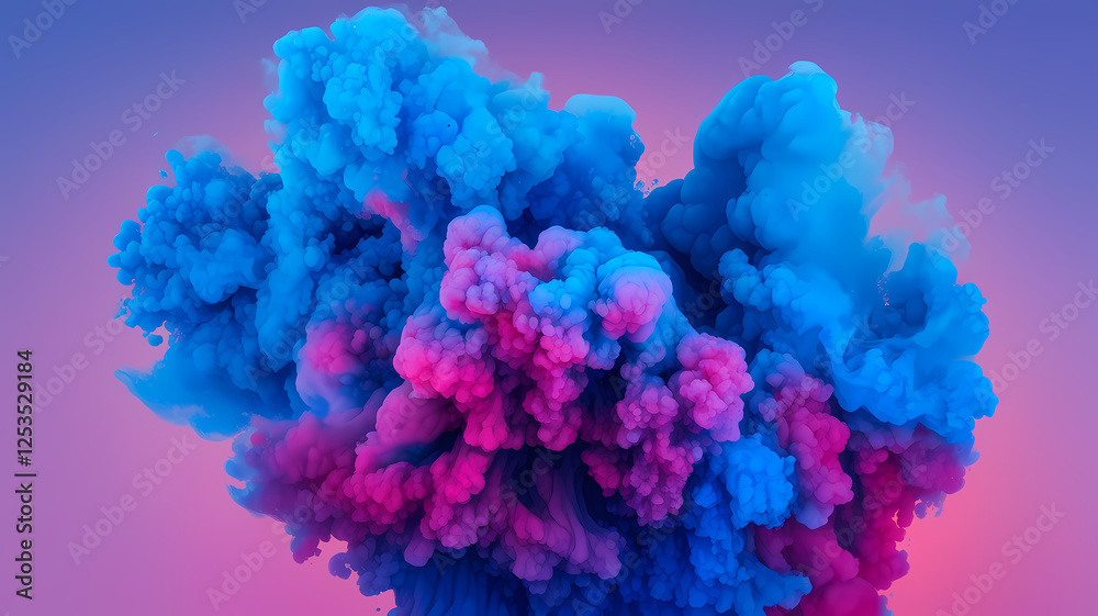 Fototapeta premium Bursting Colors Dance in a Surreal Cloud Formation During Twilight, Blending Shades of Vibrant Pink and Electric Blue to Create a Breathtaking Visual Spectacle. Generative AI