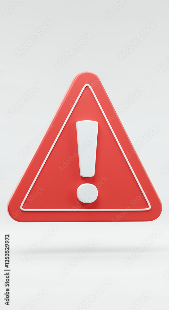 Red Alert: Danger Sign Illustration - Safety, Warning, and Attention! 3D rendering, Exclamation mark, Alert, Danger, Important Red Alert: Danger Sign Illustration - Safety, Warning, and Attention! 3D rendering, Exclamation mark, Alert, Danger, Important