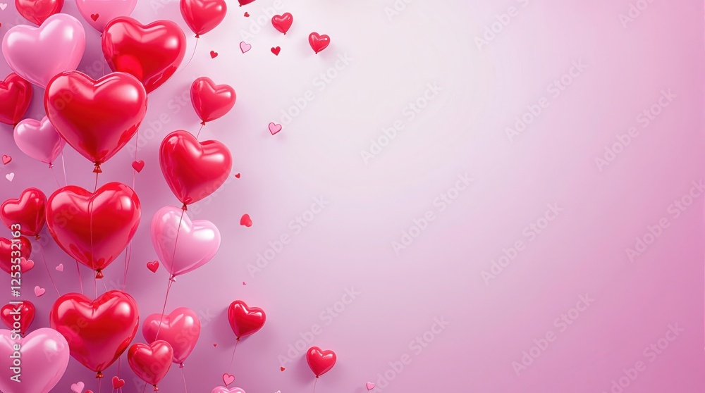 Valentine's Day background red and pink heart-shaped decorations Valentine's Day background red and pink heart-shaped decorations