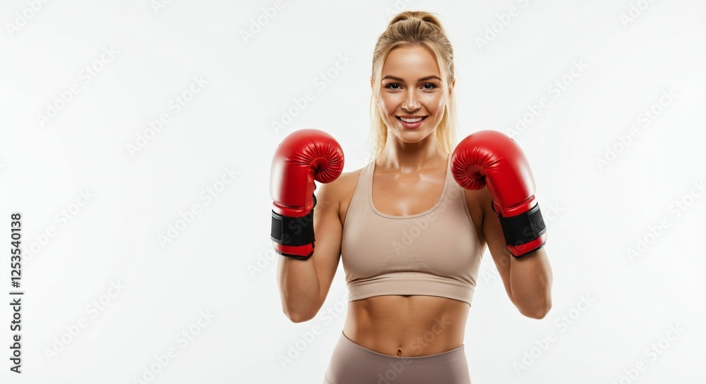 Athletic and Smiling Woman Practicing Boxing – A Powerful and Confident Female in Fitness Training Athletic and Smiling Woman Practicing Boxing – A Powerful and Confident Female in Fitness Training