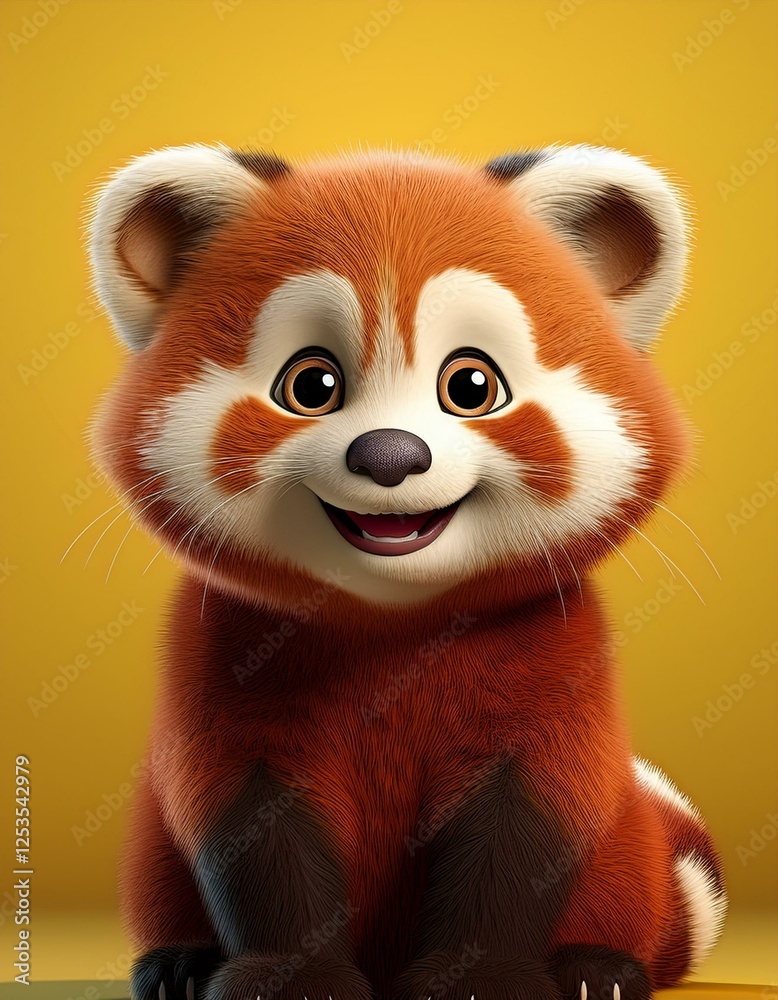 Roter Pandabär, gelber Hintergrund Roter Pandabär, gelber Hintergrund