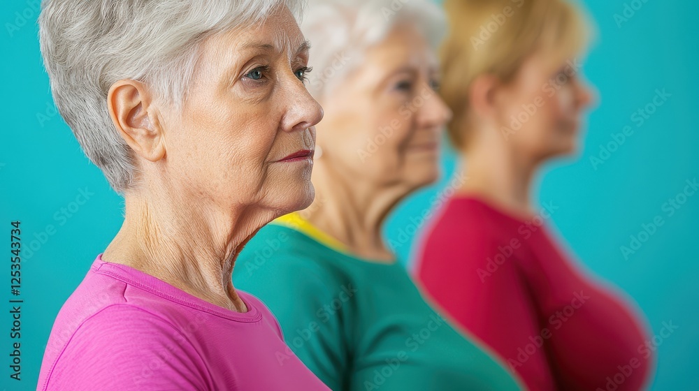 Health and Life Span Concept, Group of Older Adults Engaging in Fitness Class for Health and Well-Being in Vibrant Indoor Setting Health and Life Span Concept, Group of Older Adults Engaging in Fitness Class for Health and Well-Being in Vibrant Indoor Setting