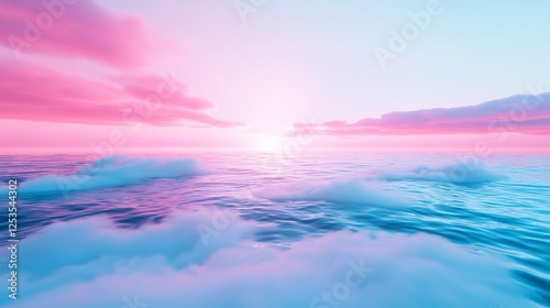 Phantom Horizon, an endless expanse of shimmering mist envelops the landscape, seamlessly merging earth and sky in an ethereal and dreamlike atmosphere.