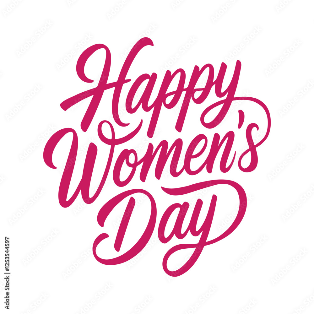 custom made wallpaper toronto digitalHappy Women's Day Typography. Pink Handwritten Calligraphy Design vector illustration. Template for, banner, poster, flyer, greeting card, web design. 