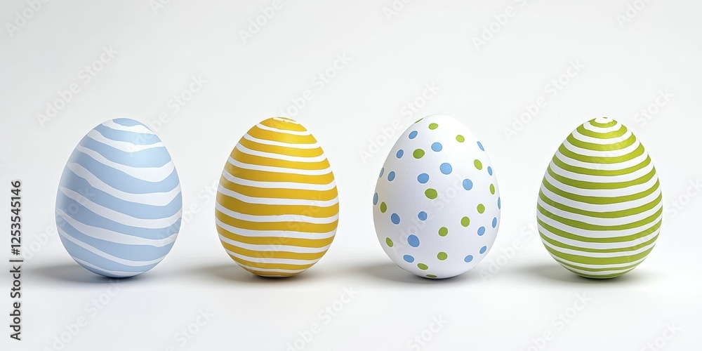 Four Colorful Pixel Art Easter Eggs on White Background Four Colorful Pixel Art Easter Eggs on White Background