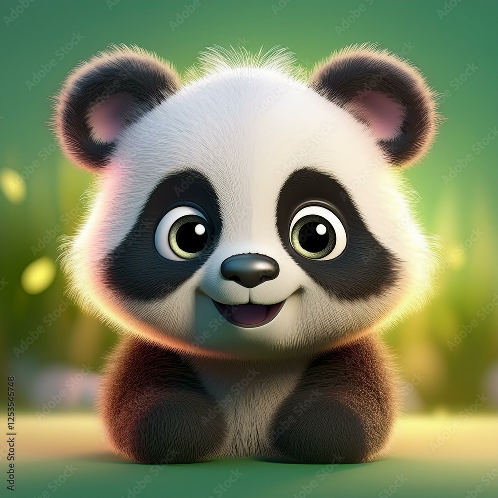 Niedlicher Pandabär, grüner Hintergrund Niedlicher Pandabär, grüner Hintergrund