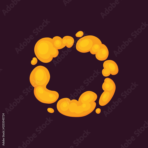 Comic explosive fire cloud game effect vector icon. Bomb blast with smoke 2d war icon illustration design. Danger flammable firework with heat light trail. Isolated burning and fiery power speed attac