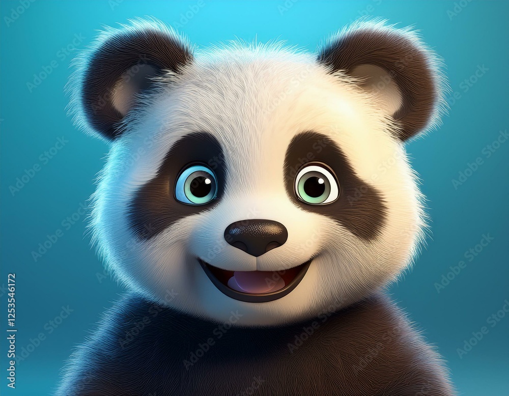 Niedlicher Pandabär, blauer Hintergrund Niedlicher Pandabär, blauer Hintergrund