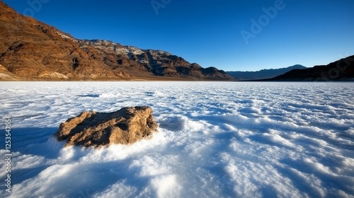Majestic Badwater Basin: A Lone Rock in Death Valley's Salt Flats