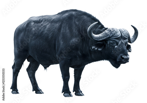 Powerful Cape Buffalo Profile Against Transparent Background photo