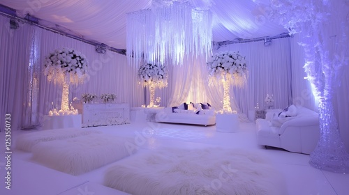 Elegant White Wedding Reception Venue Decor