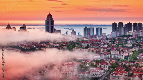 4k aerial video when the sea of clouds meets the city Qingdao unveils its most breathtaking scene