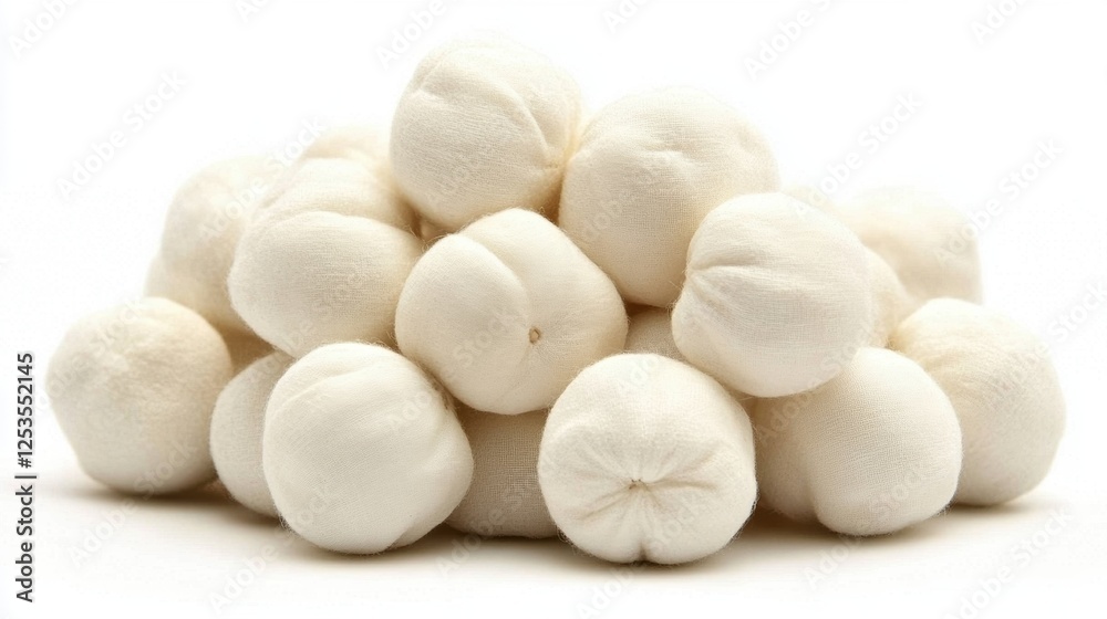 Cluster of Soft White Round Objects on a Clean Background Highlighting Textural Contrast Cluster of Soft White Round Objects on a Clean Background Highlighting Textural Contrast