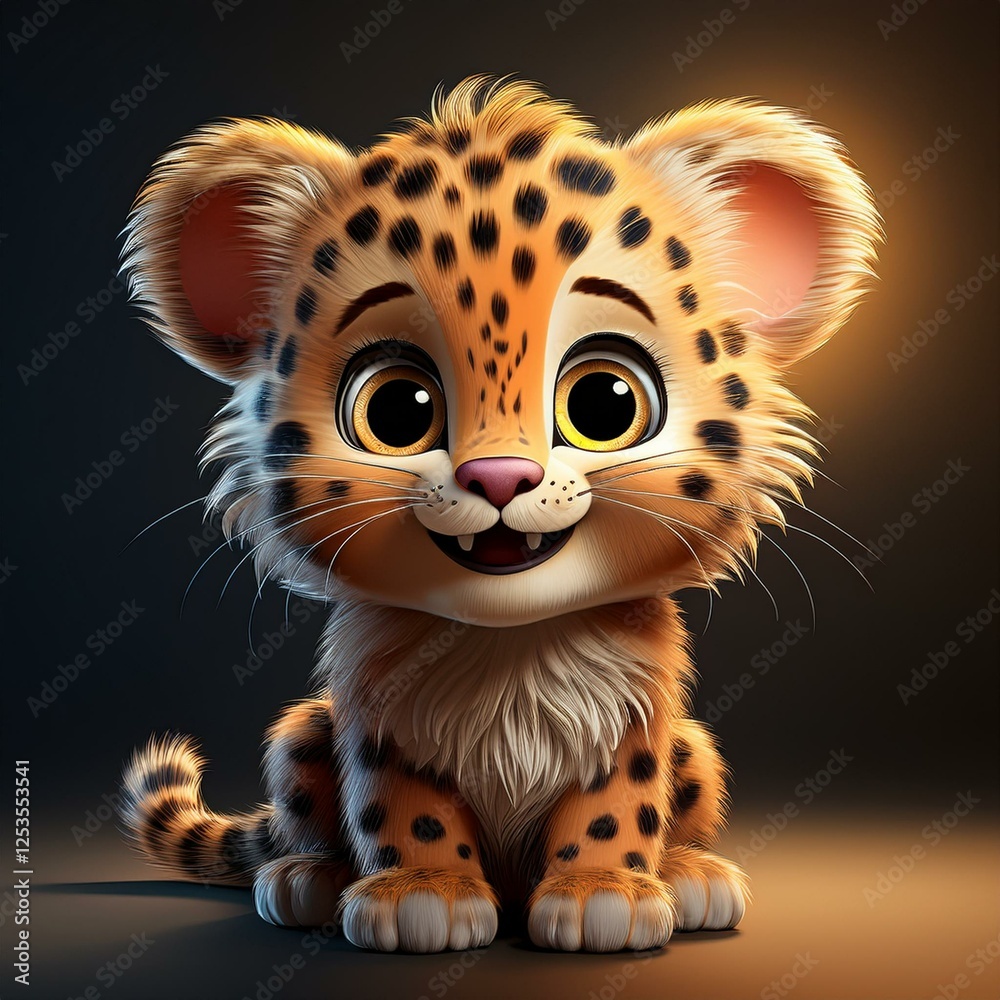 Niedliches Leopardenbaby, schwarzer Hintergrund Niedliches Leopardenbaby, schwarzer Hintergrund