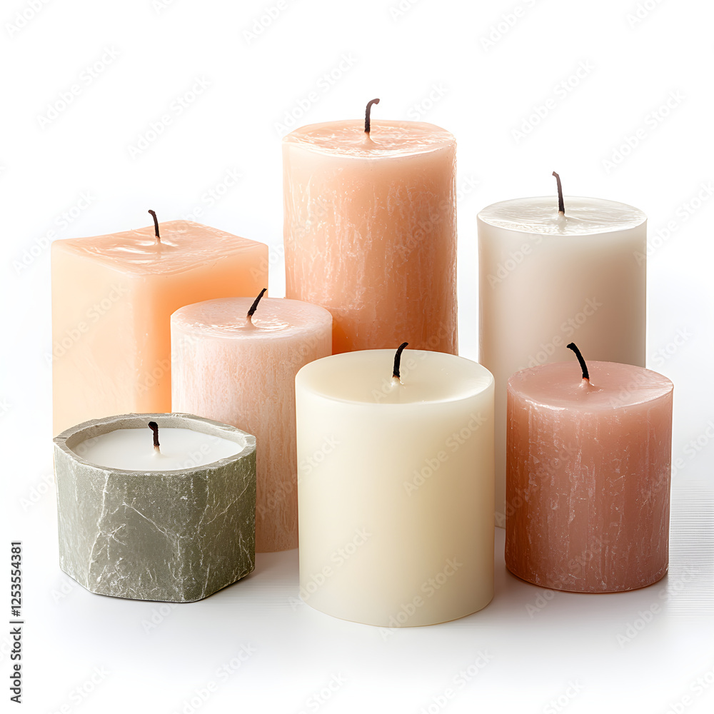 set of decorative candles in various shapes and colors, perfect for ambiance set of decorative candles in various shapes and colors, perfect for ambiance
