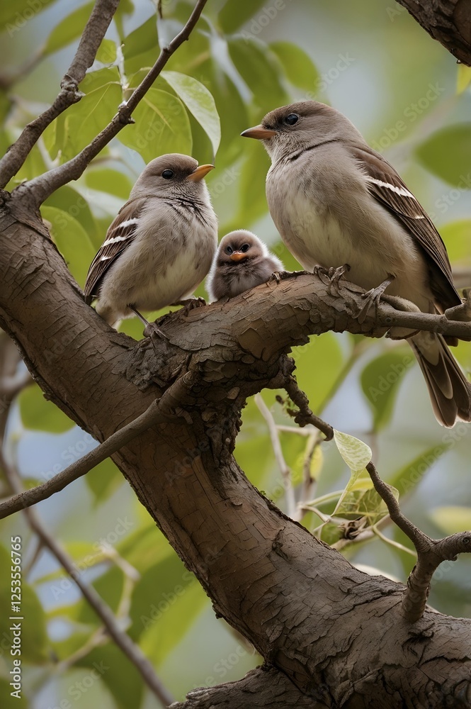 bird with its babies bird with its babies