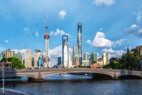 Photography Shanghai city skyline architecture view in the morning