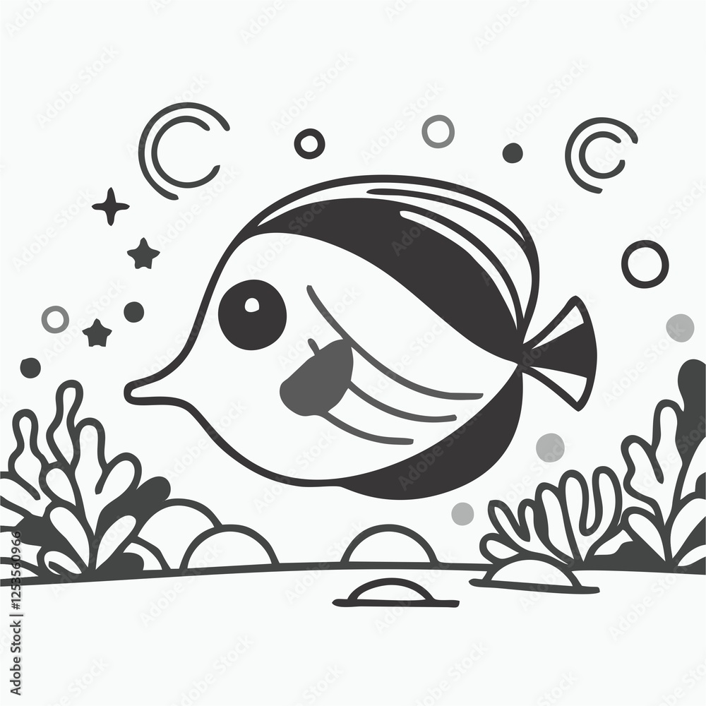 Fototapeta premium Vector fish in underwater coloring