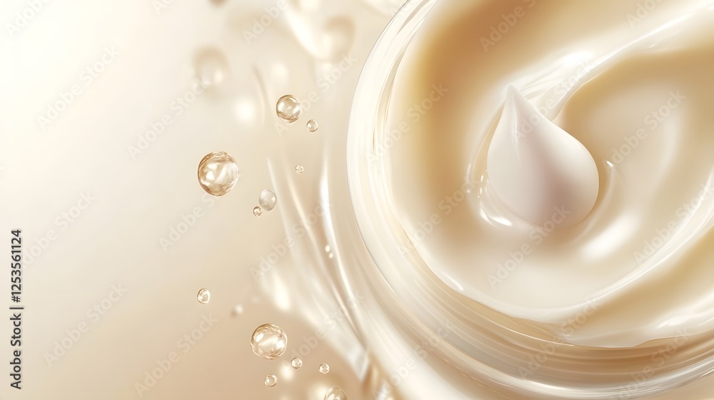 Close up shot of a creamy smooth and luxurious texture of a moisturizing cream or lotion product The image showcases the delicate Close up shot of a creamy smooth and luxurious texture of a moisturizing cream or lotion product The image showcases the delicate