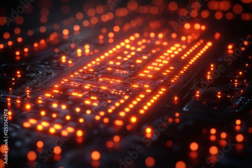 Wallpaper Mural Glowing Red Circuit Board Pattern Torontodigital.ca